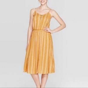 Xhilaration Striped V-Neck Strappy Lace-Up Dress